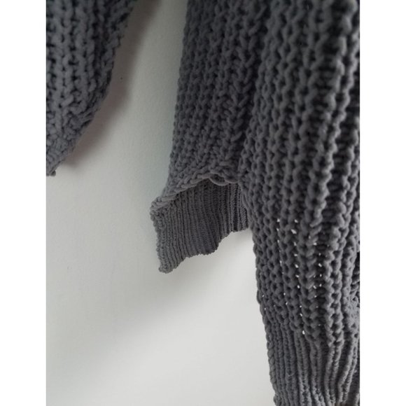 POL Women's Sz. M Grey Chenille Chunky Open Front Long Sleeve Cardigan - Picture 8 of 10